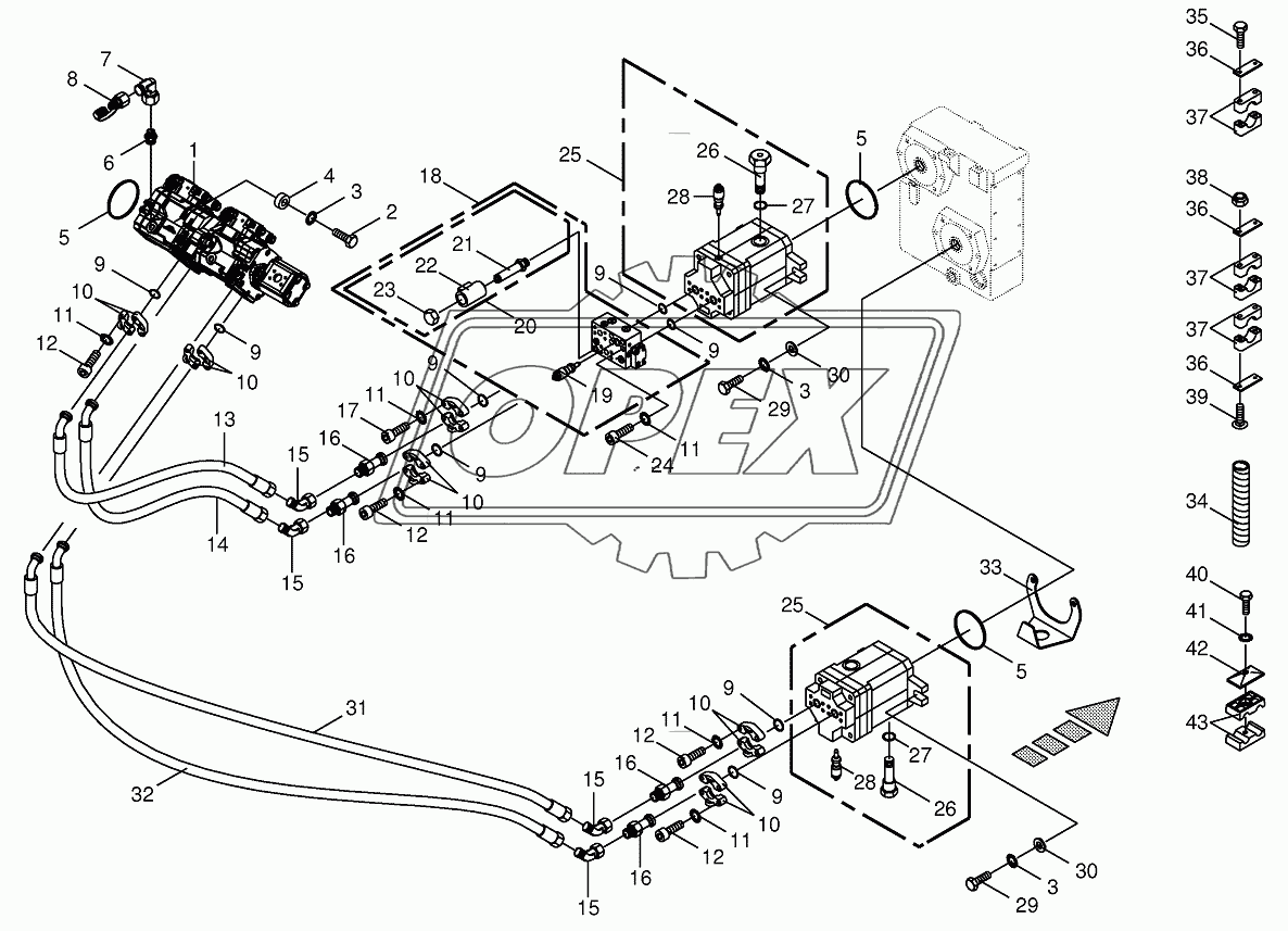 Hydraulics-front attachment/feed rollers