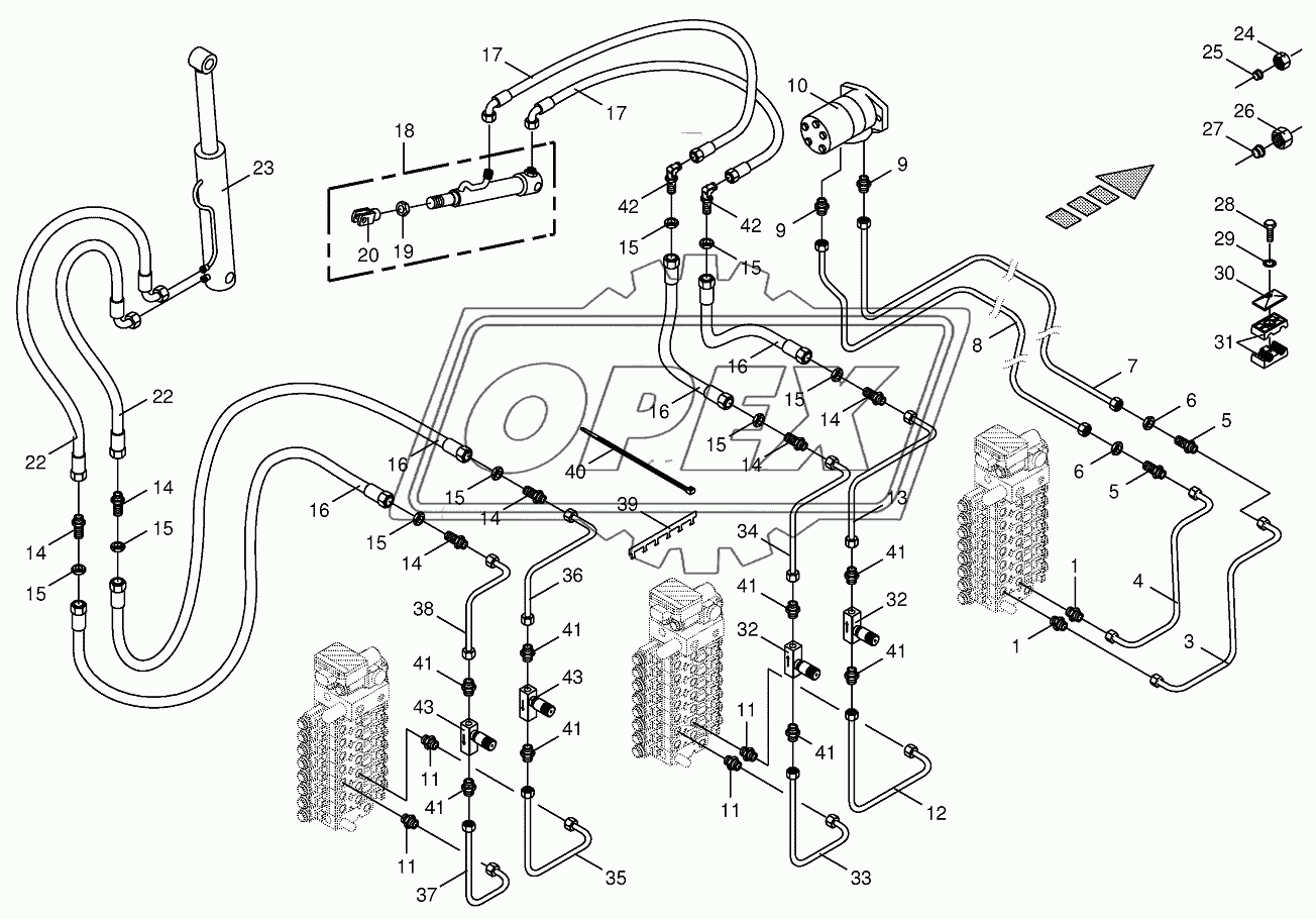 Hydraulics cpl.-discharge chute