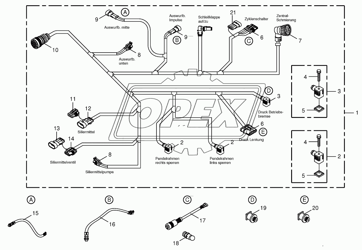 Wiring harness-below the cabin