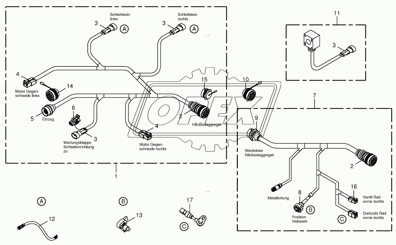 Wiring Harness-chopping aggregate/backlash-alarm