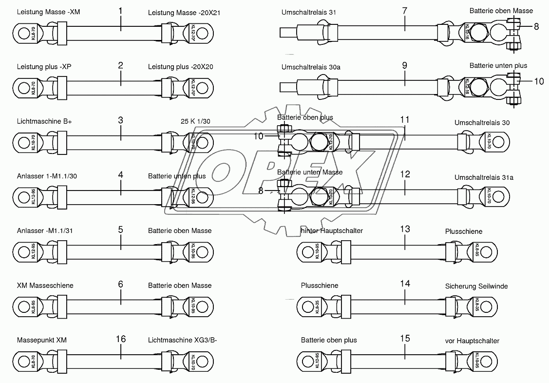 Battery and ground cable