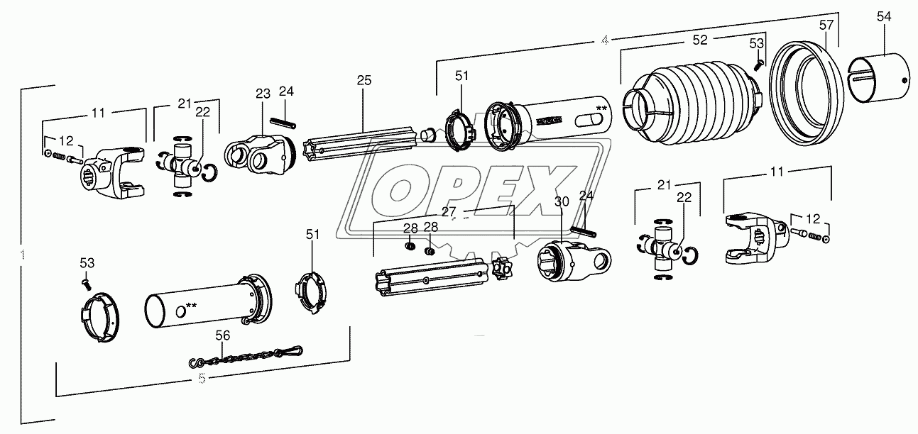 P.T.O shafts-roller gear-below