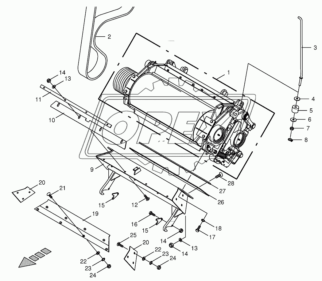 Grain conditioner cpl./cracker duct-spring-mounted