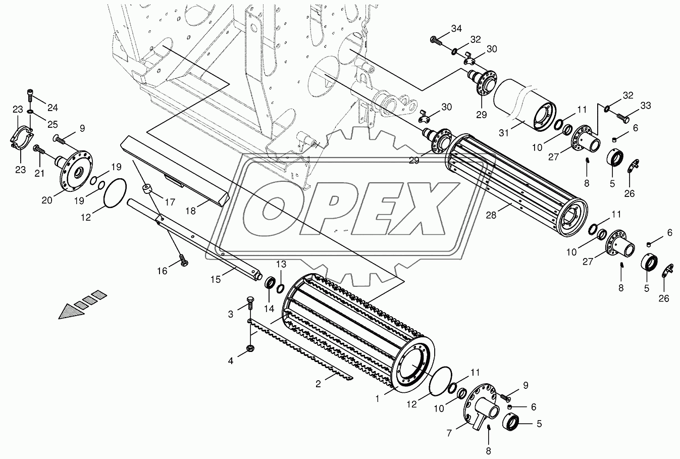 Lower feed rollers