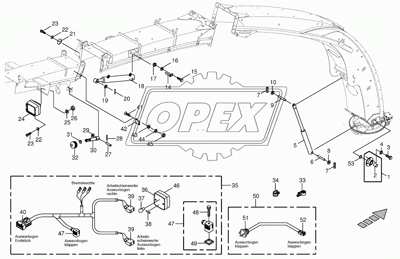 Upper discharge chute-mounting parts 14-row