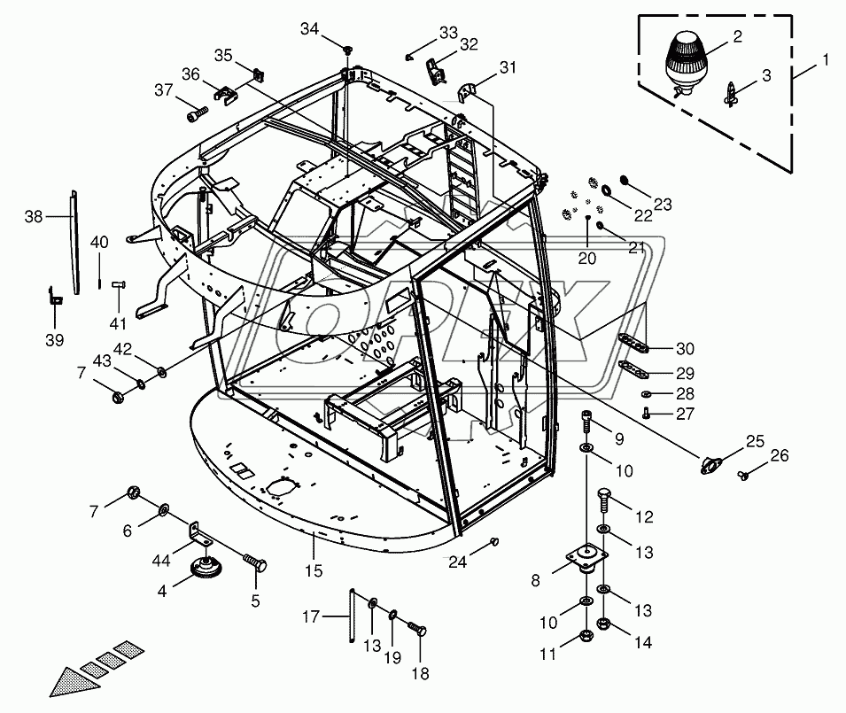 Cab-frame/mounting parts