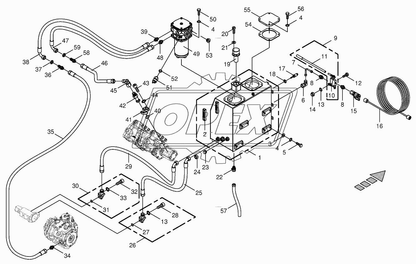 Hydraulic tank/suction lines