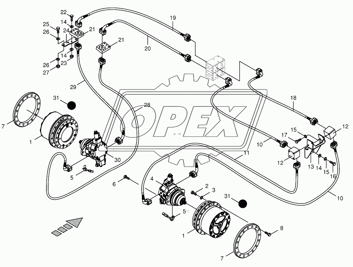 Traction drive wheel engine-rear