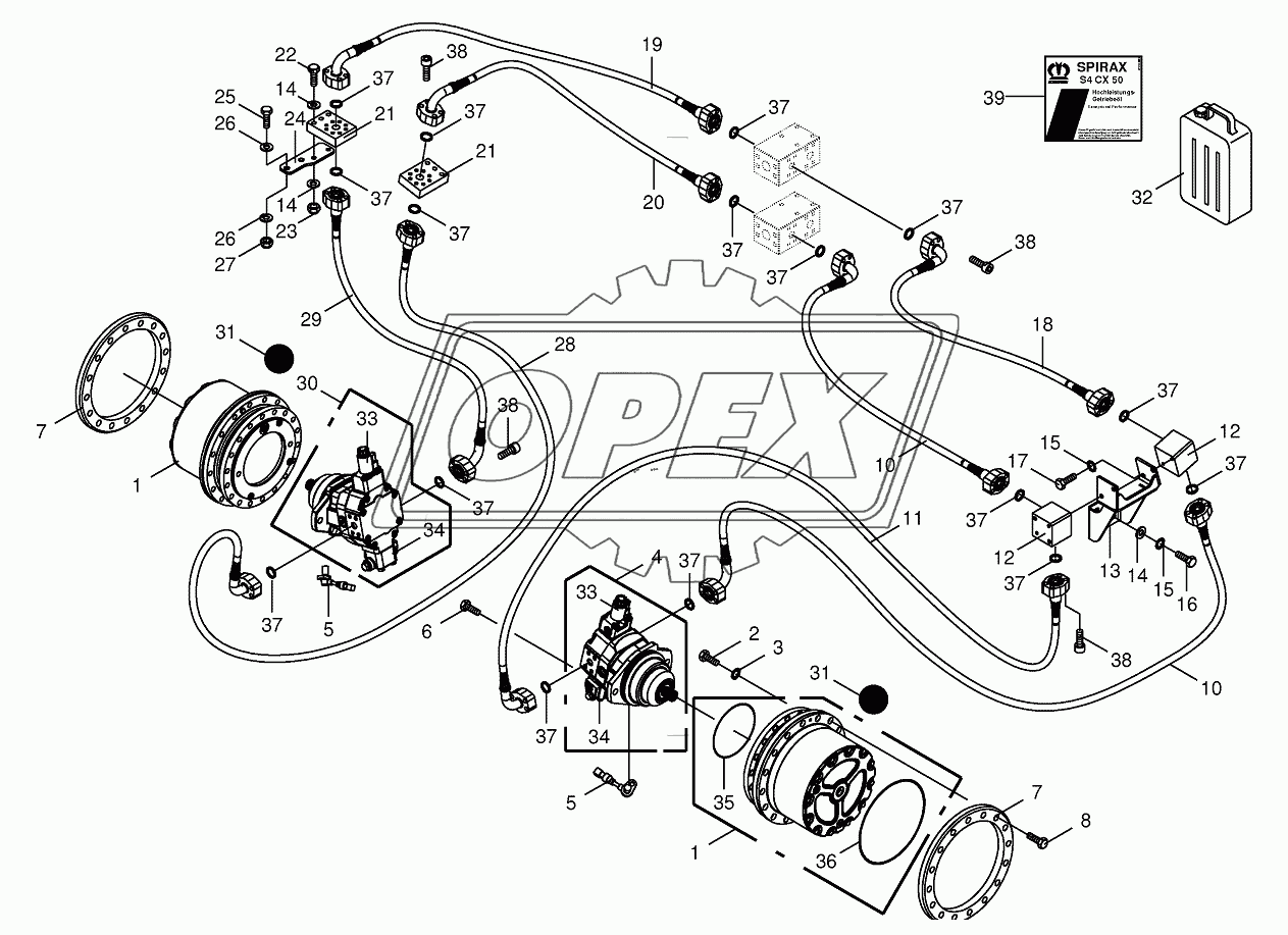 Traction drive wheel engine-rear