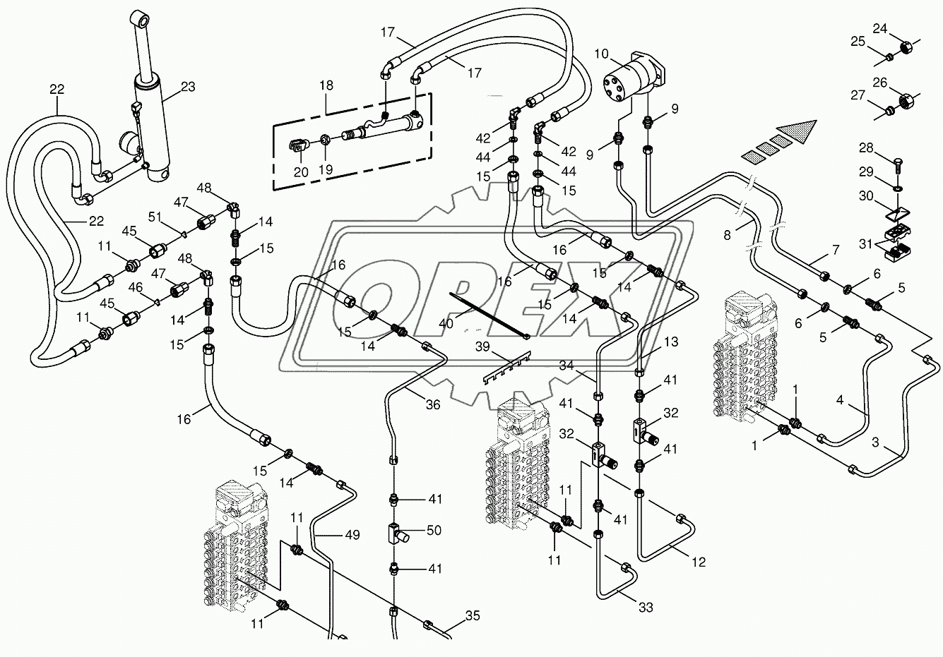 Hydraulics cpl.-discharge chute 2