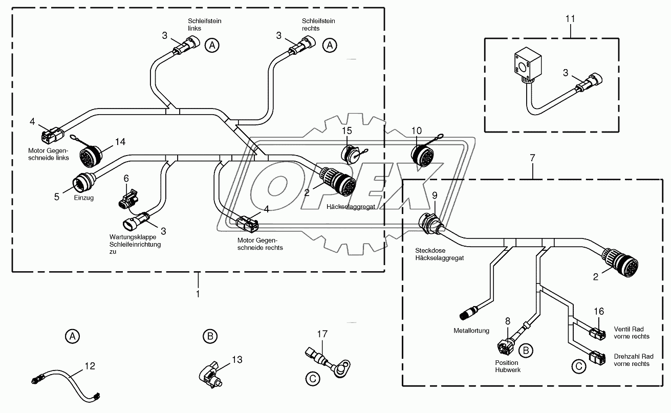Wiring Harness-chopping aggregate/backlash-alarm