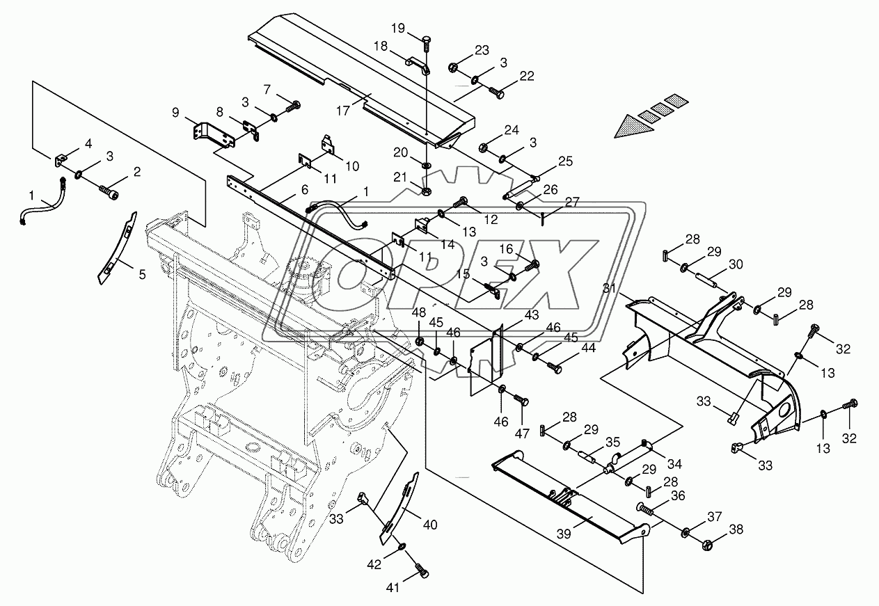 Chopping drum support-mounting parts