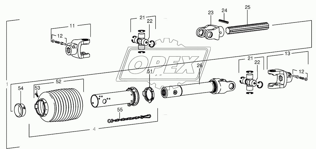 Р.Т.О shafts-roller drive