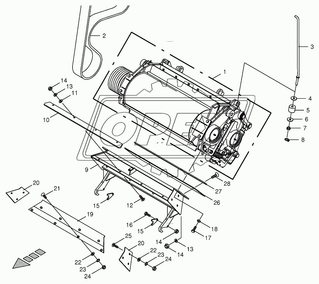 Grain conditioner cpl./cracker duct-spring-mounted