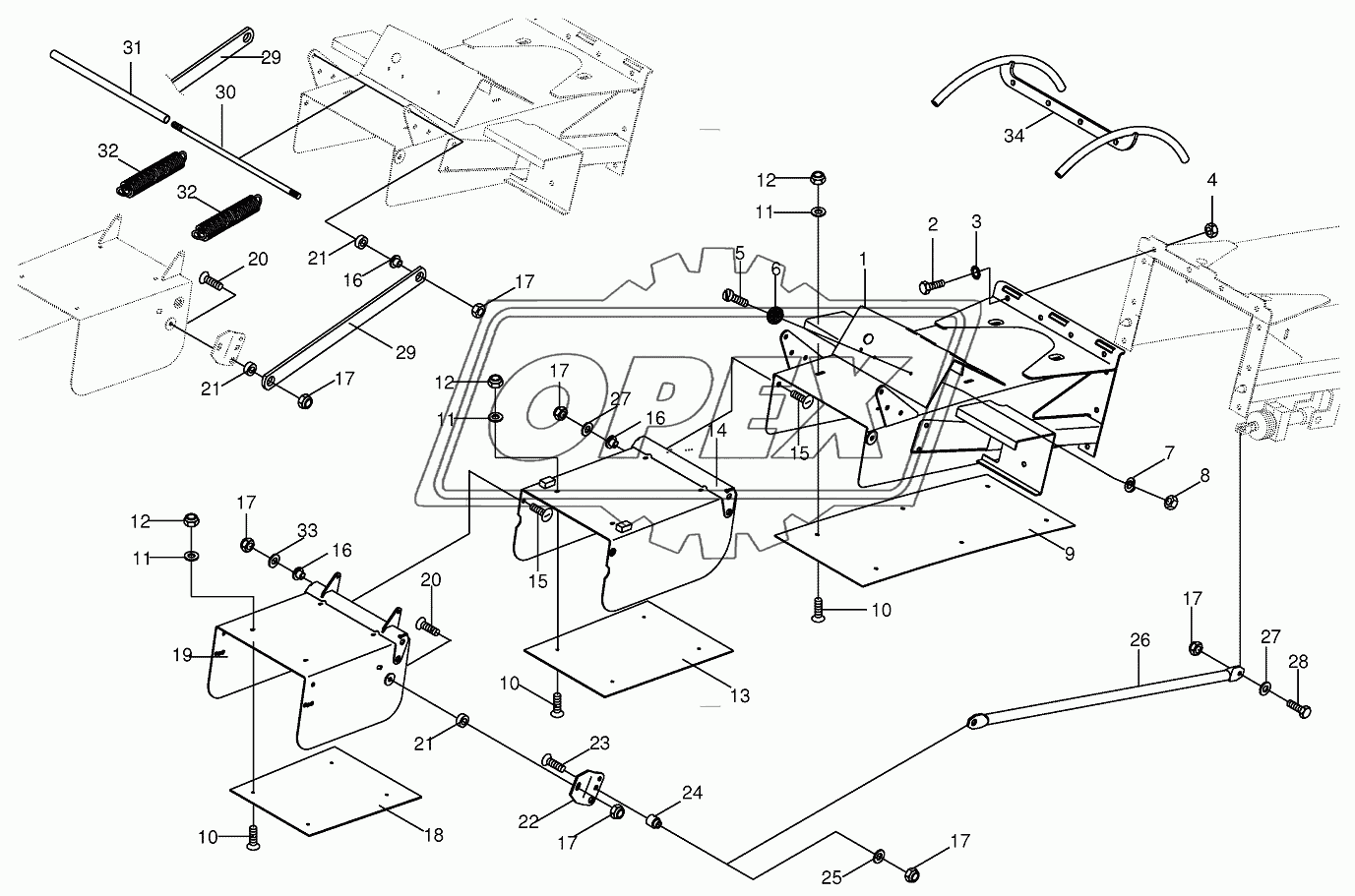 Discharge flap-end piece