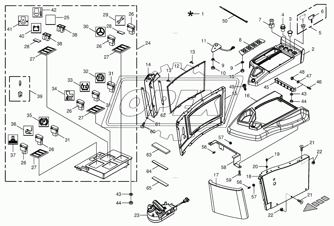 Control boх mounting parts