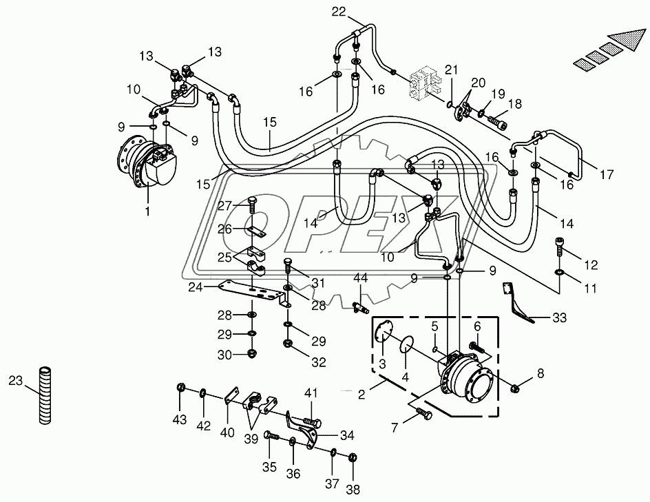 Traction drive wheel engine-rear