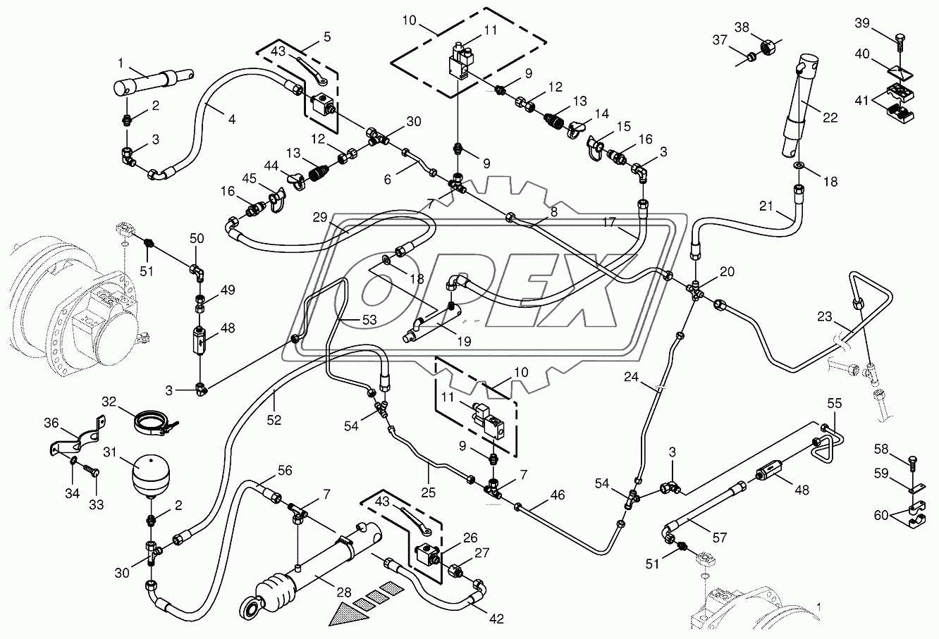 Charge pressure lines-front