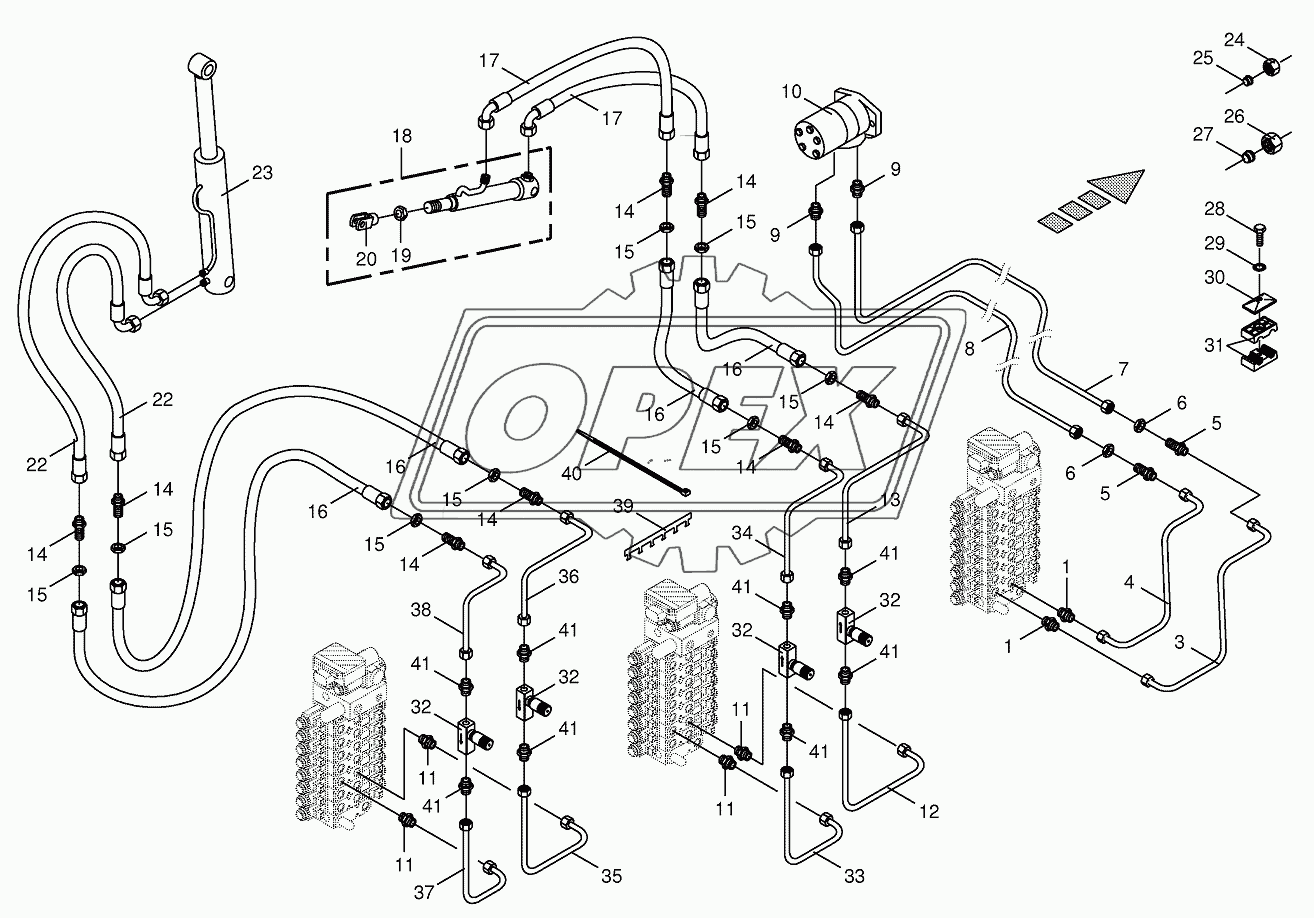 Hydraulics cpl.-discharge chute