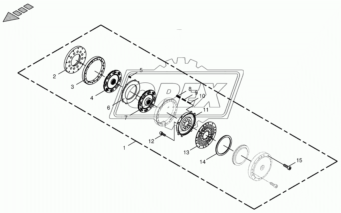 Hydraulic four-surface clutch