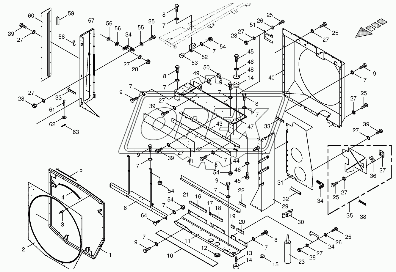 Radiator frame/radiator door