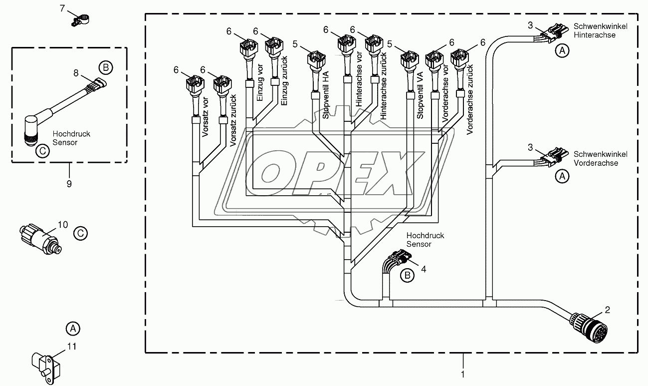 Wiring loom-hydraulic pumps