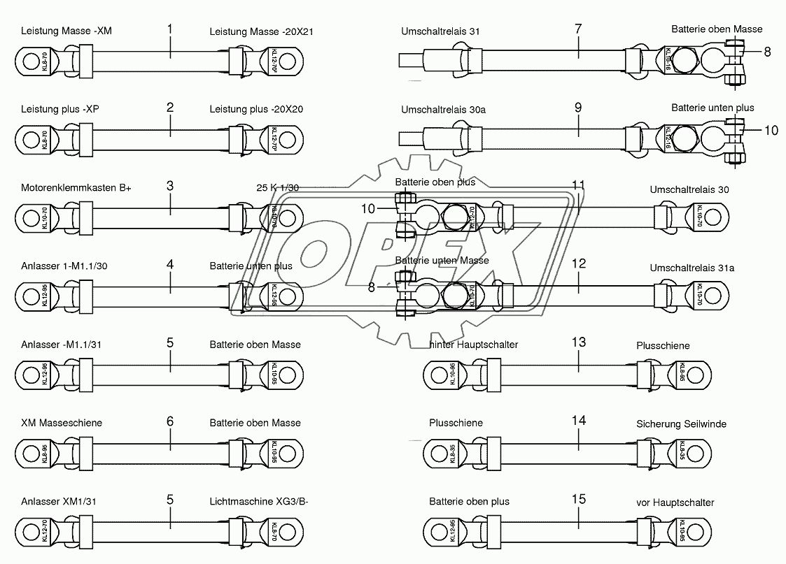 Battery and ground cable