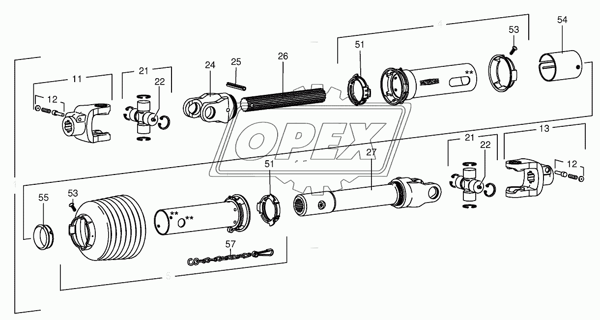 P.T.O shafts-roller gear-below