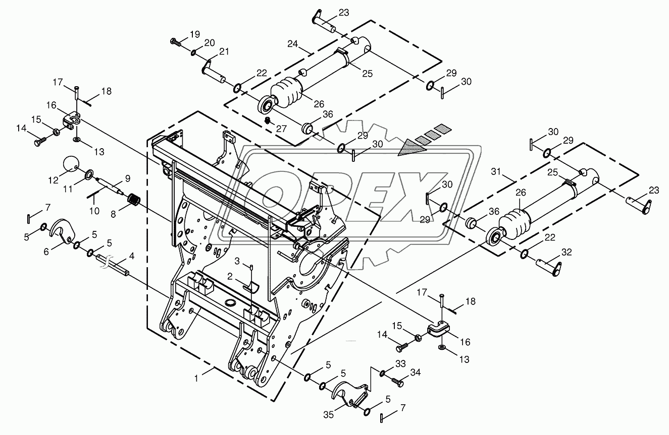 Chopping drum support