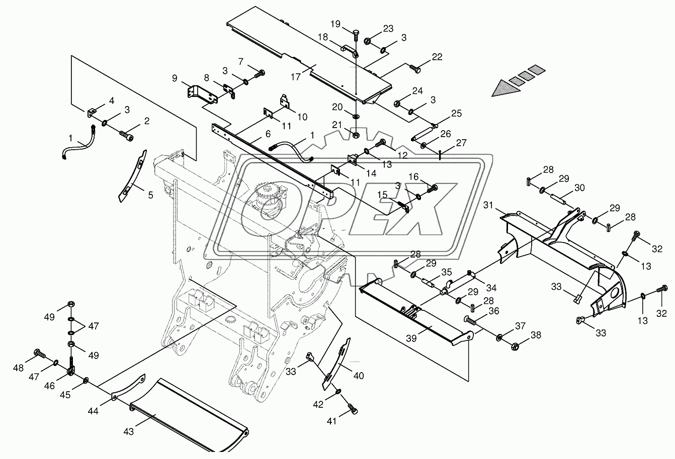 Chopping drum support-mounting parts