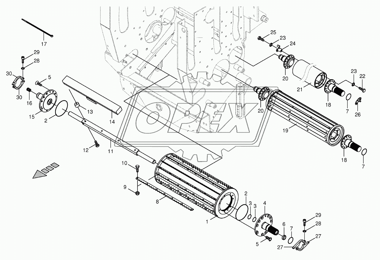 Lower feed rollers