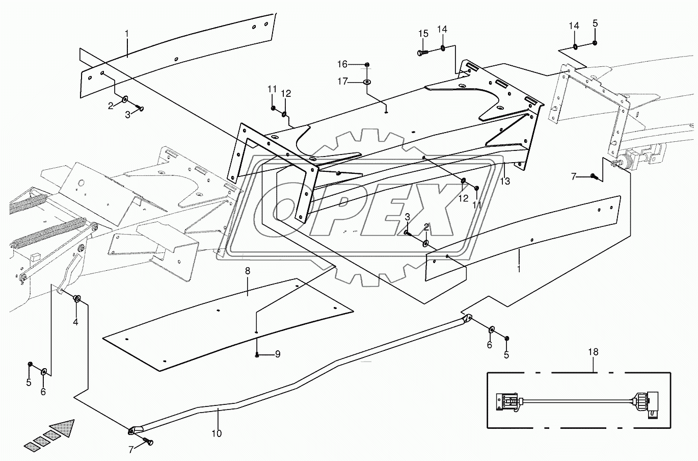 Discharge chute extension 12-row