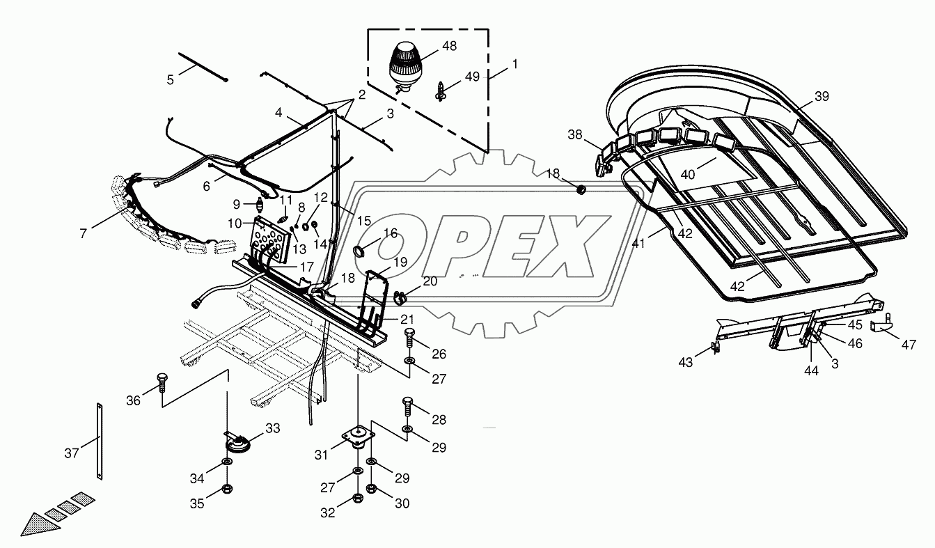 Cab-mounting parts/electric parts