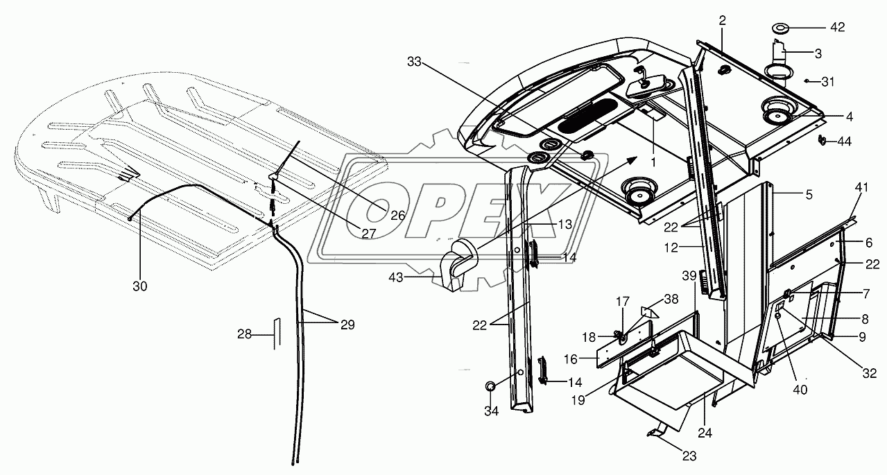 Cab-Cab lining, aerial