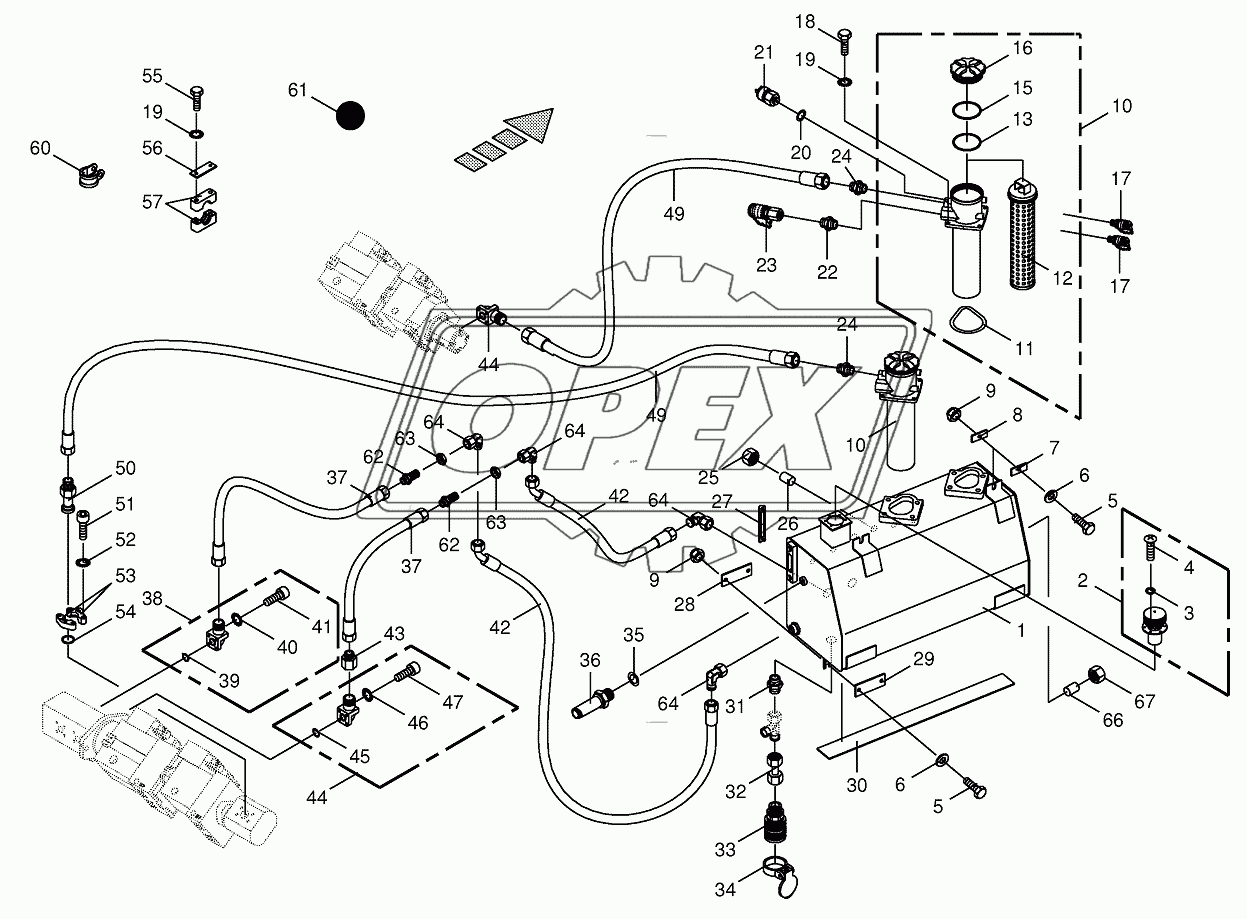 Hydraulic tank/suction lines