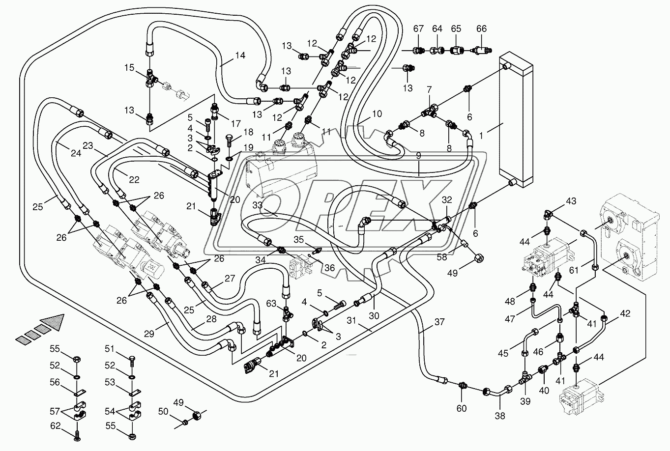 Housing line/oil cooler 1