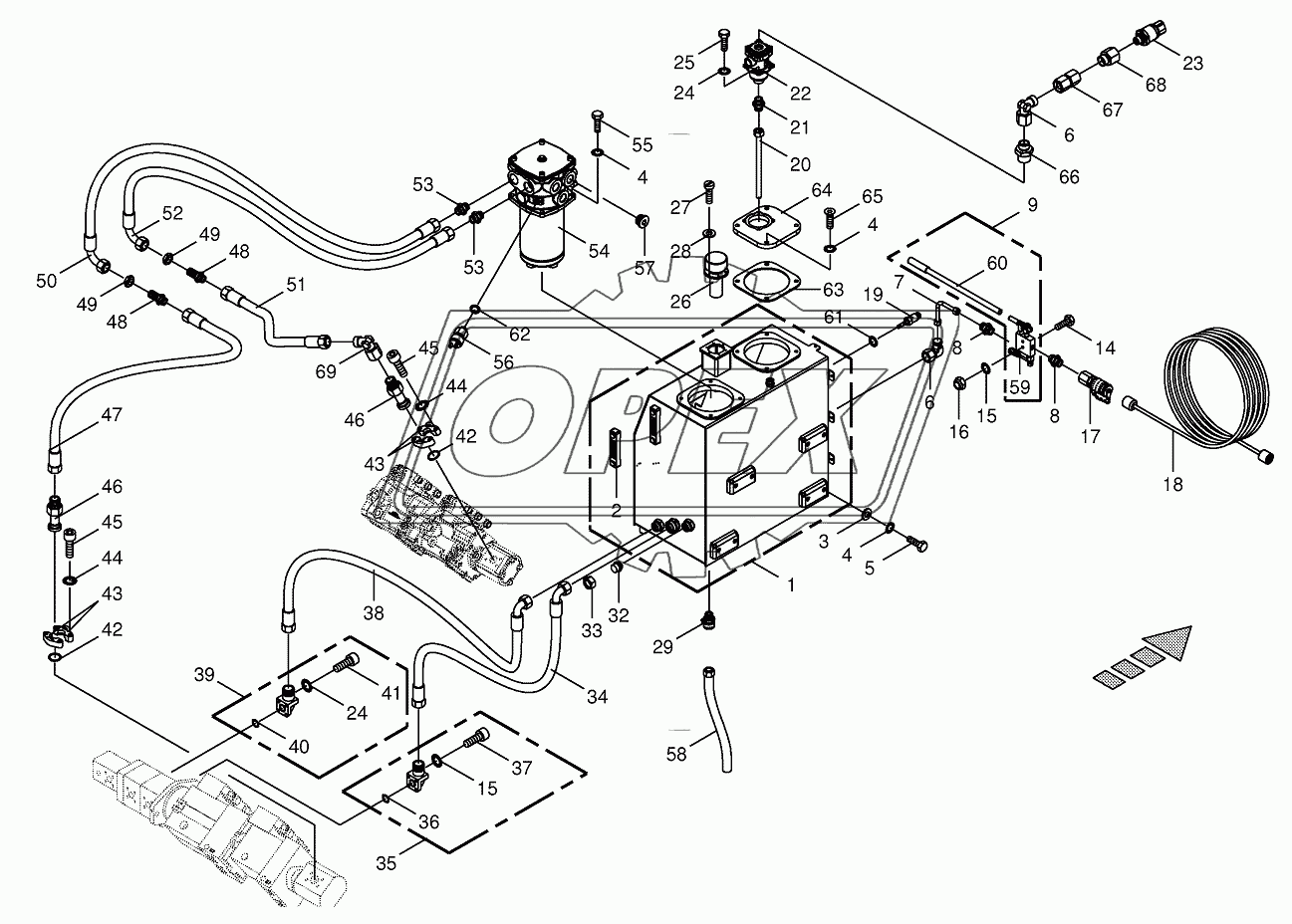 Hydraulic tank/suction lines 2