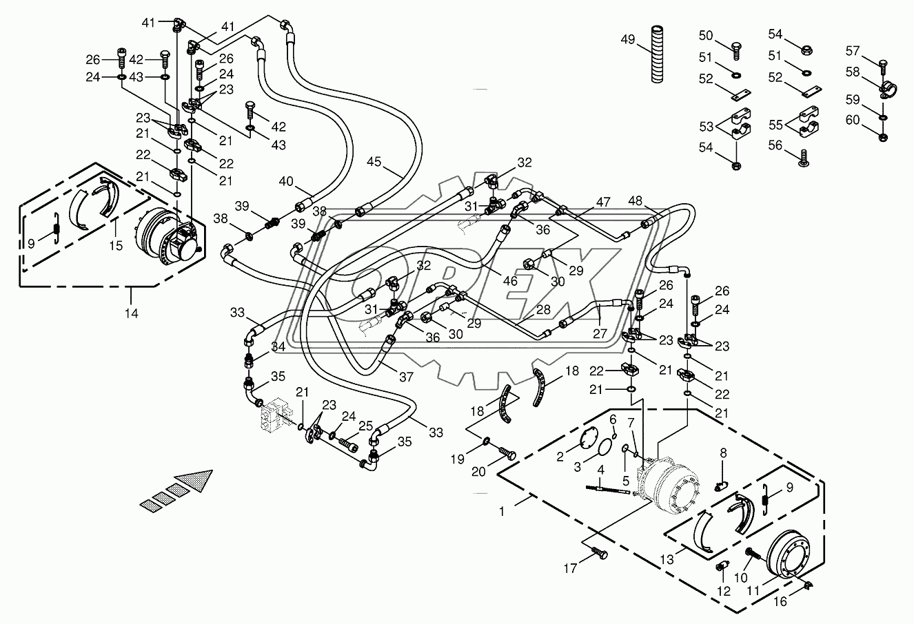 Traction drive wheel engine-front