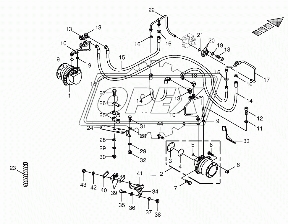Traction drive wheel engine-rear