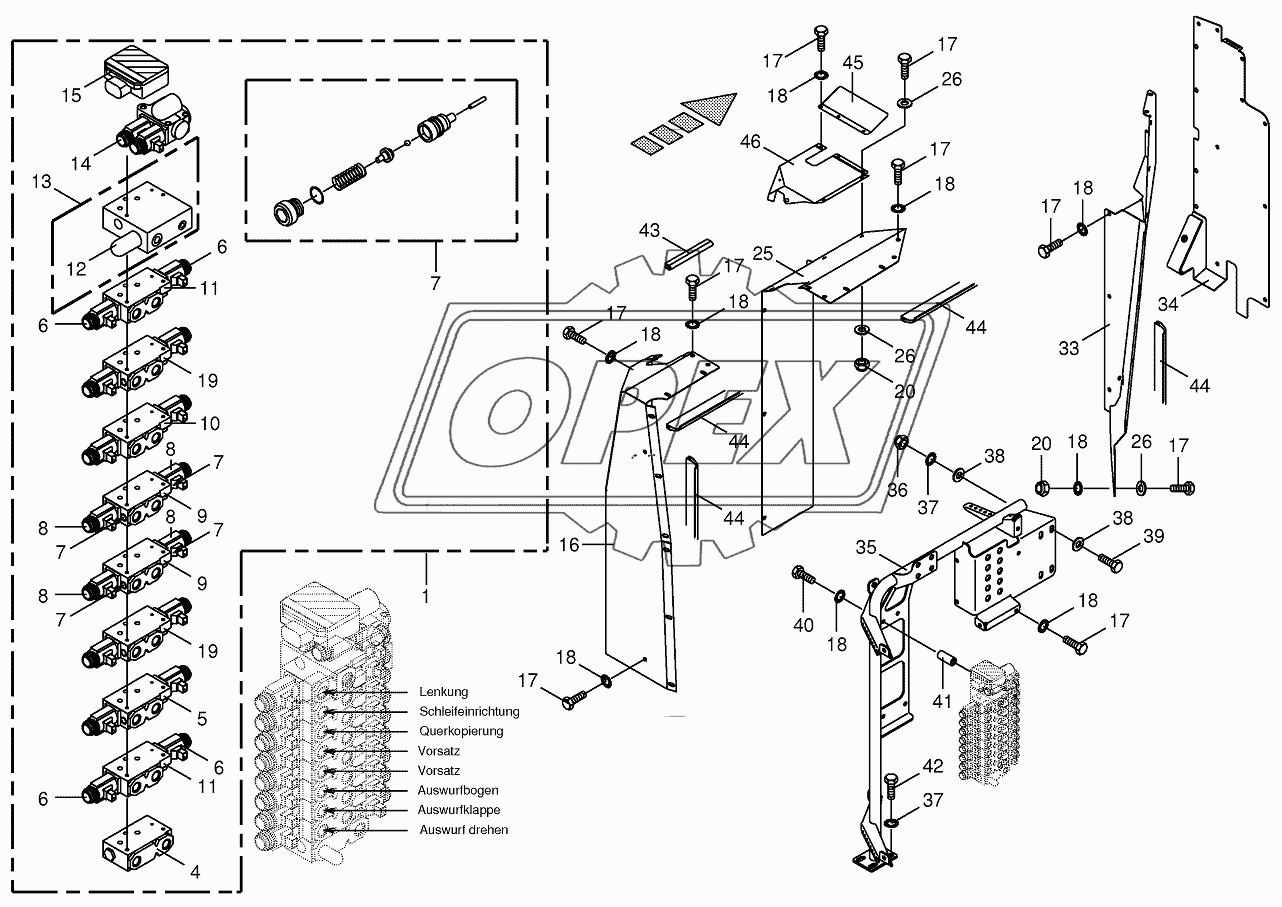 Valve block with support-work hydraulics 2