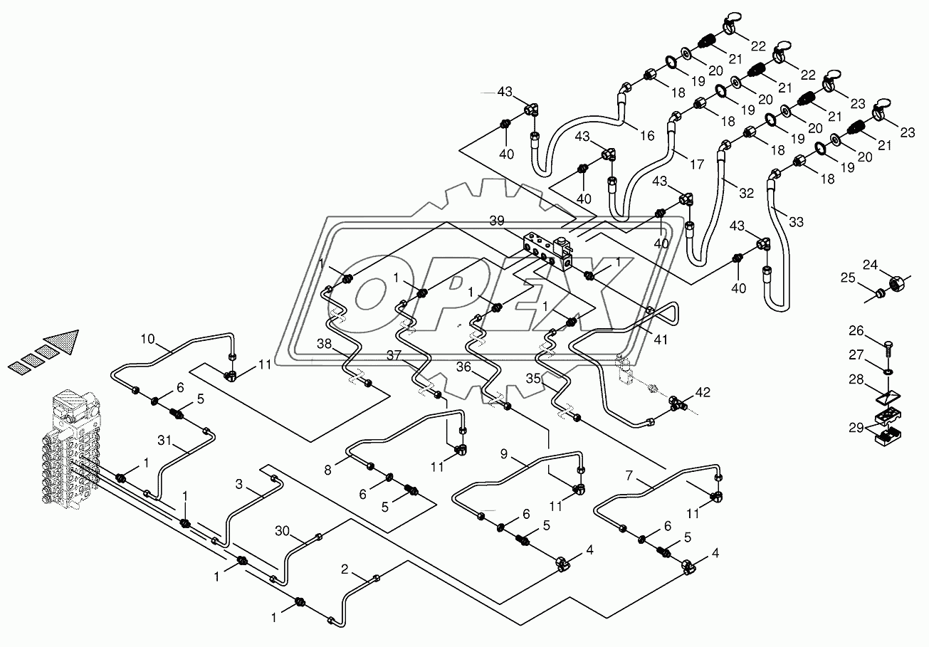 Hydraulics-front attachment