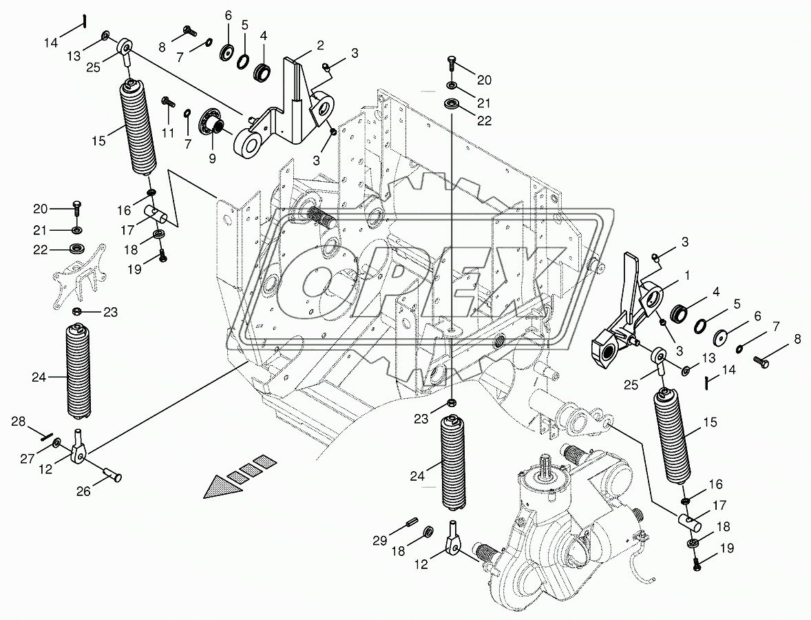 Oscillating levers/Tension spring 1