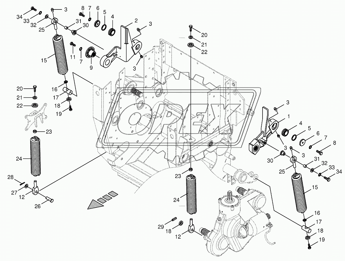 Oscillating levers/Tension spring 2