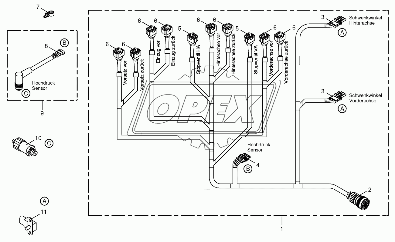 Wiring loom-hydraulic pumps