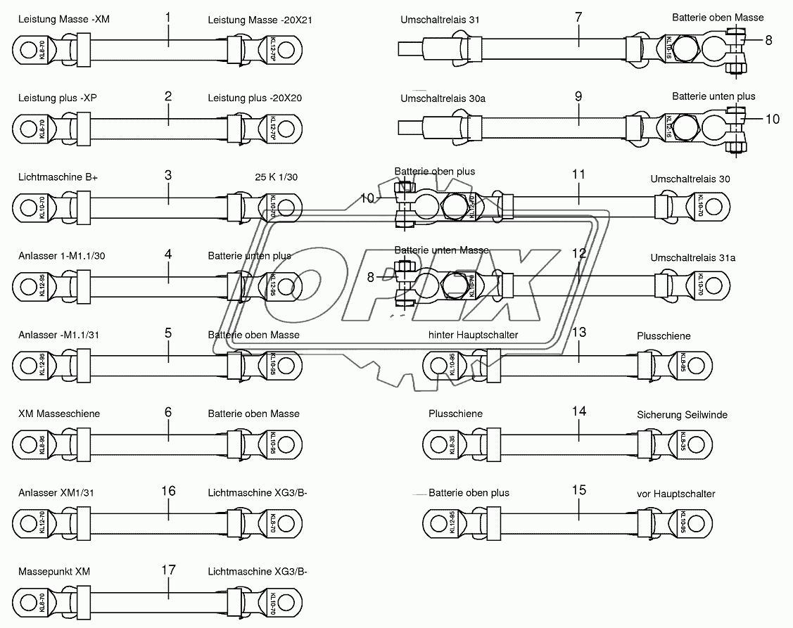 Battery and ground cable