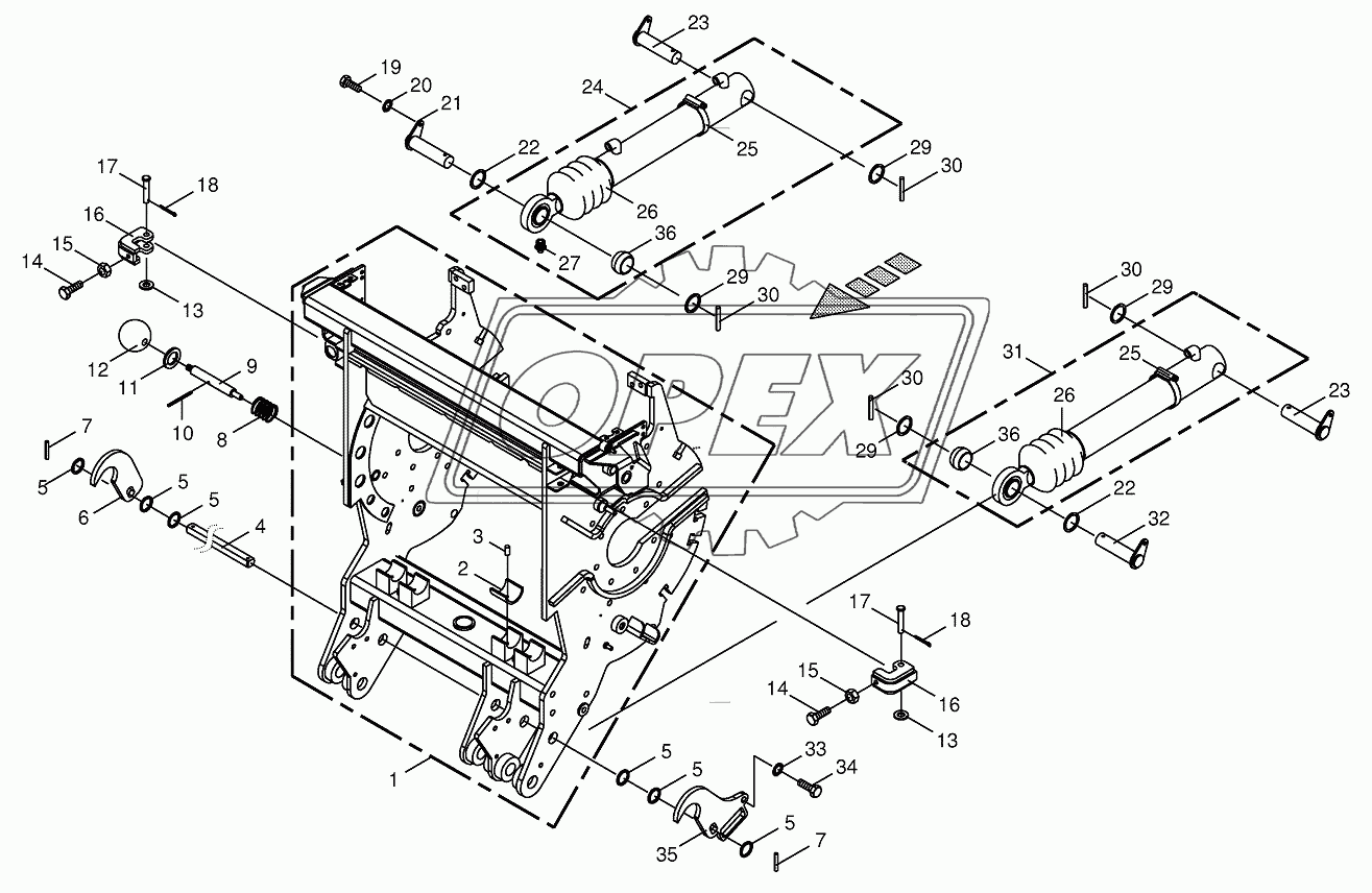 Chopping drum support 1