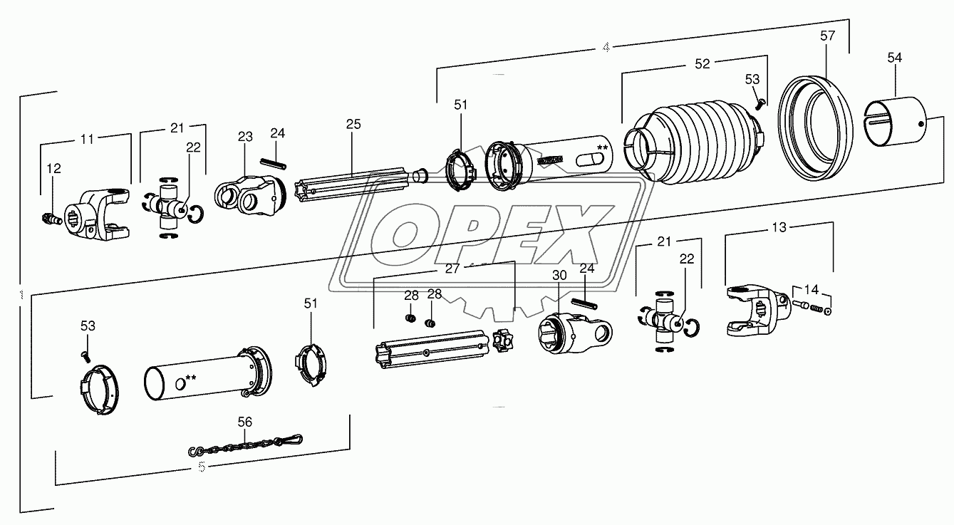 P.T.O shafts-roller gear-below