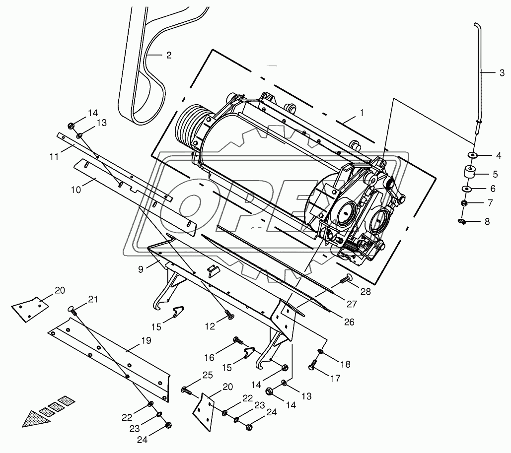 Grain conditioner cpl./cracker duct-spring-mounted