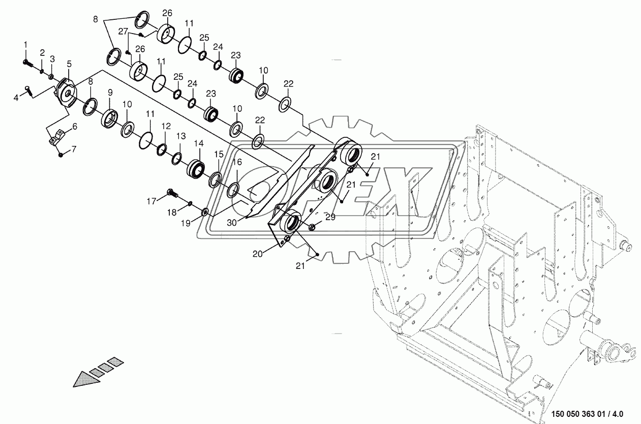 Lower feed roller bearing