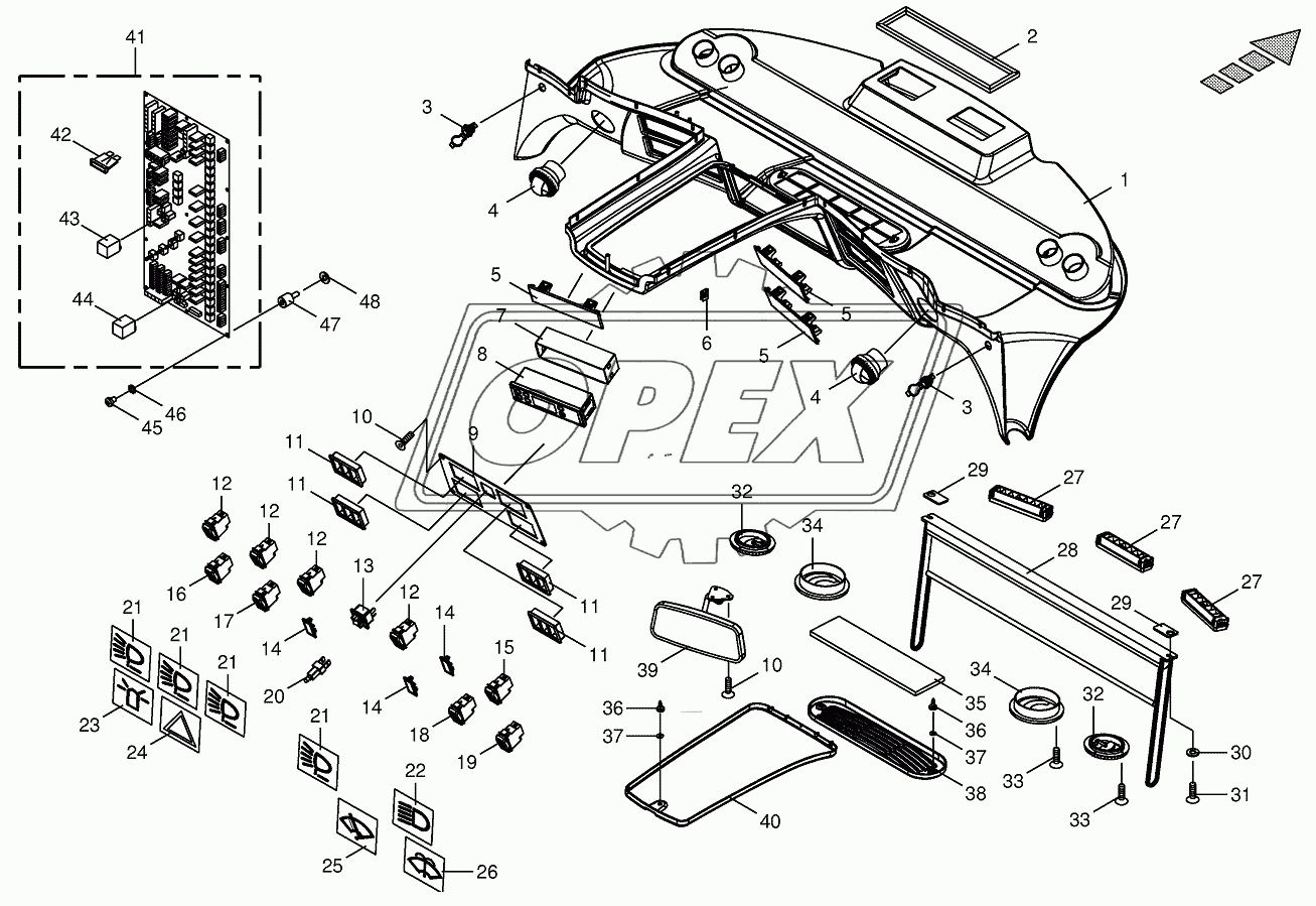 Cab-control panel (roof)/circuit board